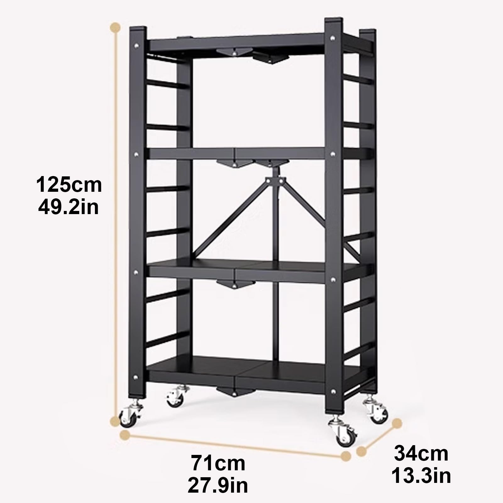 Scaffale da cucina autoportante con ripiani in metallo, per garage, dispensa, casa, cucina, scaffale autoportante per spezie e pentole (bianco, 4 ripiani, 70 cm)
