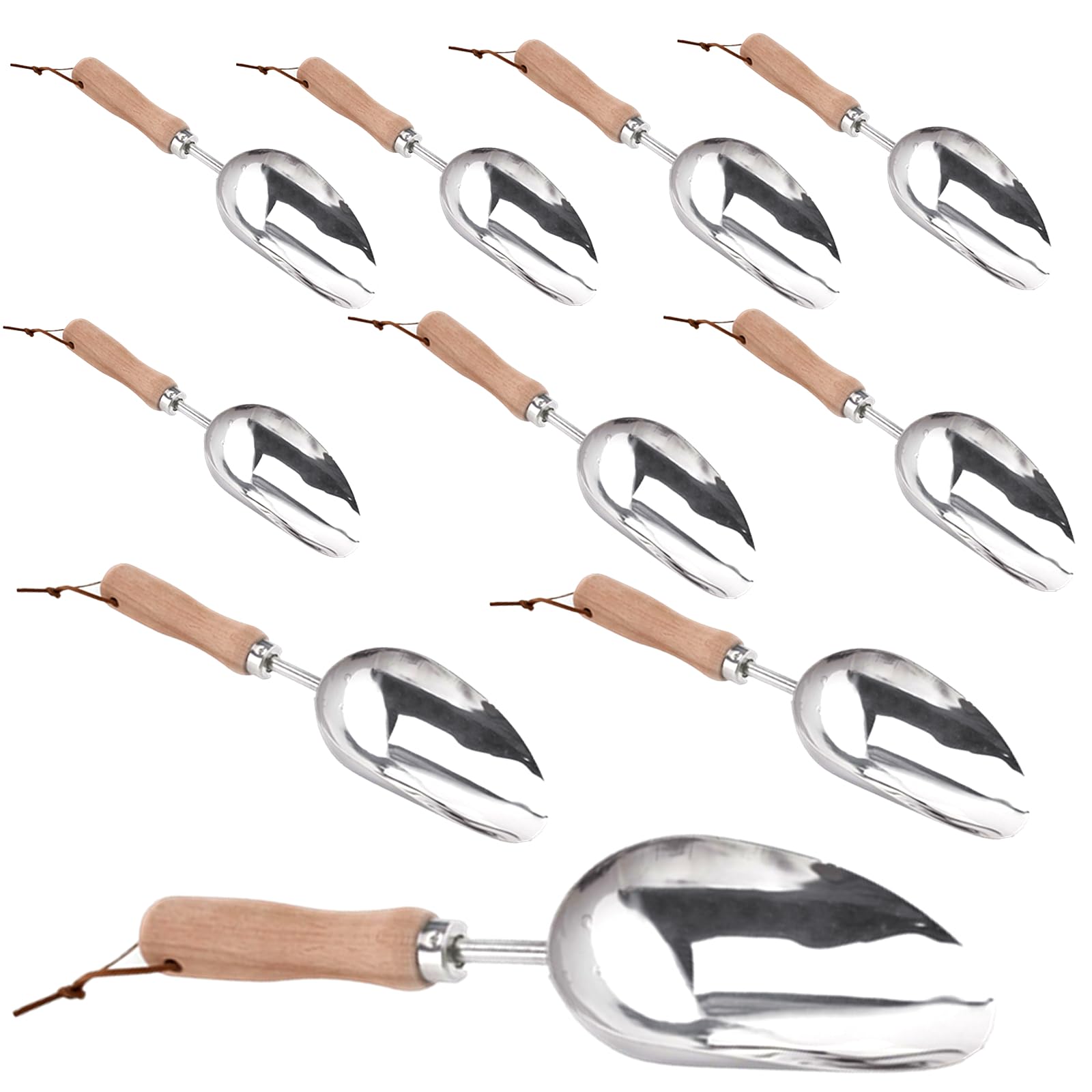 Pelle à Terreau Intérieur En Acier Inoxydable – Pelle De Jardin Ergonomique Robuste Avec Poignée Bois, Idéale Pour Rempoter & Transplanter Plantes D'Intérieur