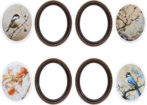 Miniatura 2 de iLAND Accesorios de casa de muñecas en miniatura para muebles vintage de casa de muñecas, marcos con juego de pinturas clásicas impresas (4 marcos