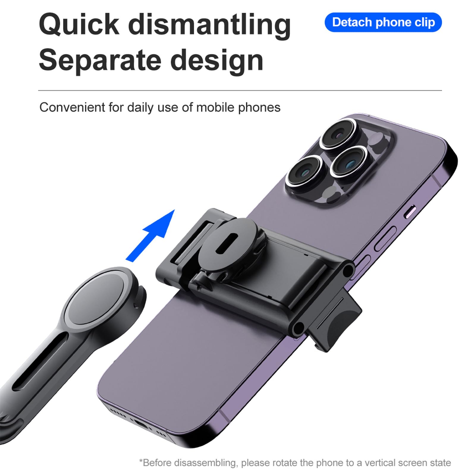 Andoer Trípode de seguimiento facial de coche, soporte para teléfono móvil inteligente con seguimiento de movimiento, rotación de 360°, clip para teléfono, tornillo de 1/4 pulgadas para vlog