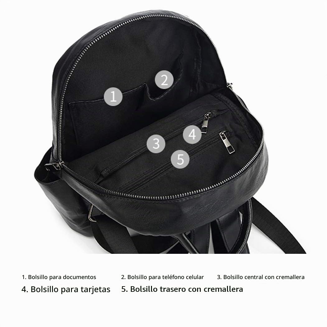 AINUOEY Mujer Bolsos Mochila Casual Bandolera Marca Mediano Antirrobo Italianos PU Cuero 76669 1 piezas Fekete
