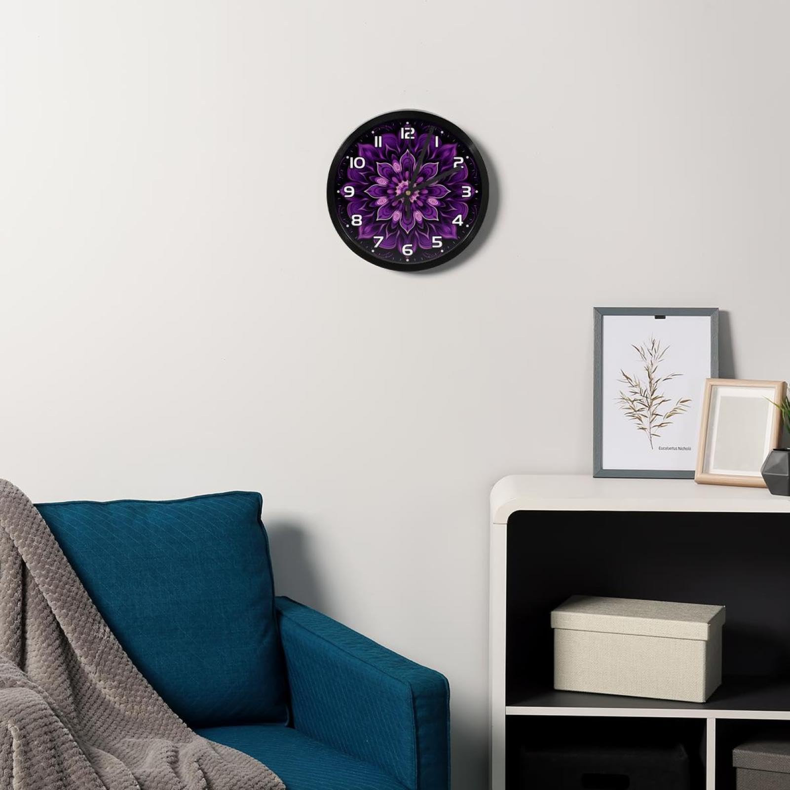 Amazon.co.jp: 壁掛け時計、寝室用時計、電池式,紫色の曼荼羅の頭蓋骨