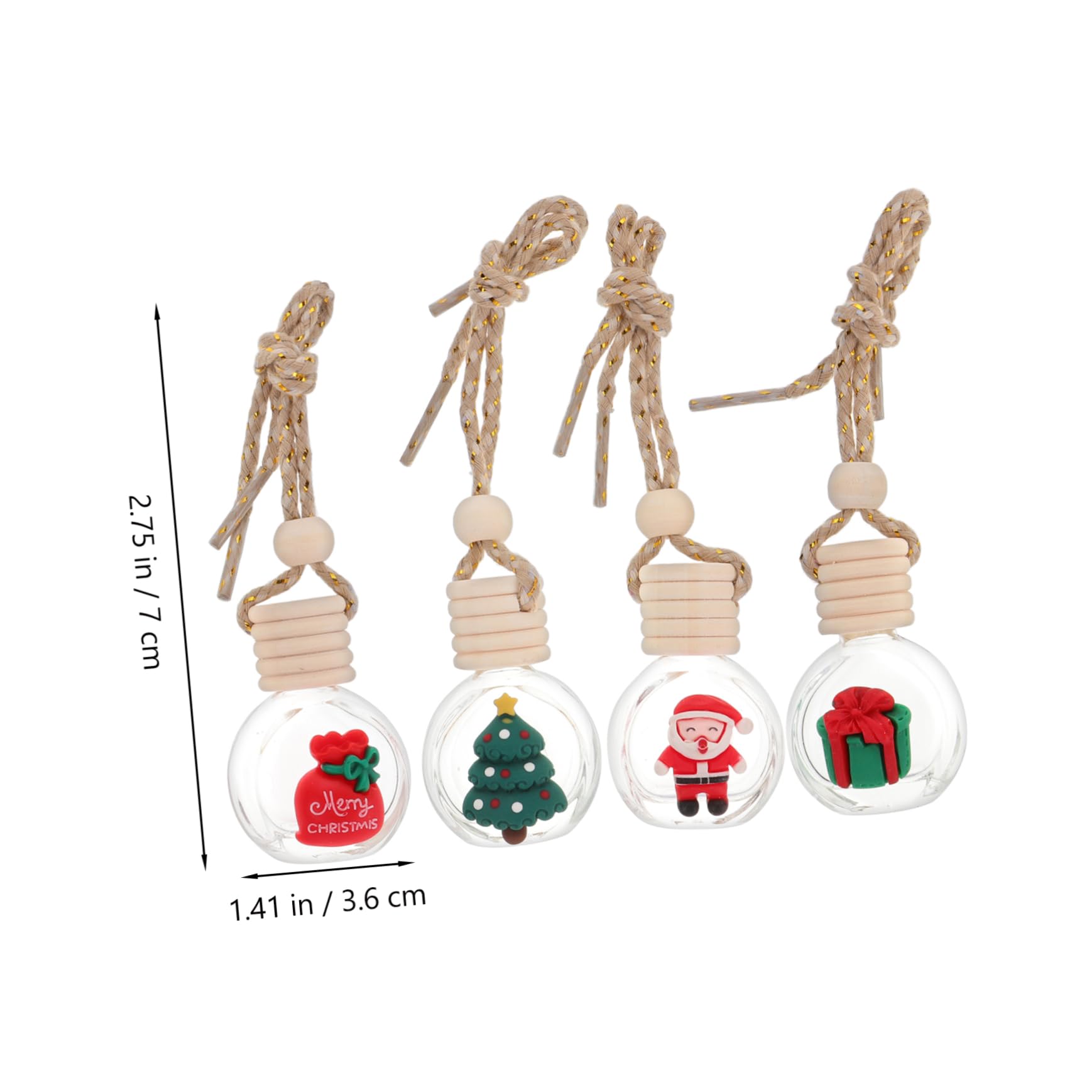 20piezas Difusores De Esencial Colgantes De Navidad Para Coche Decoración Festiva y Aromaterapia Botellas Vacías Para Ambientador Creativos Para Hogar y Oficina