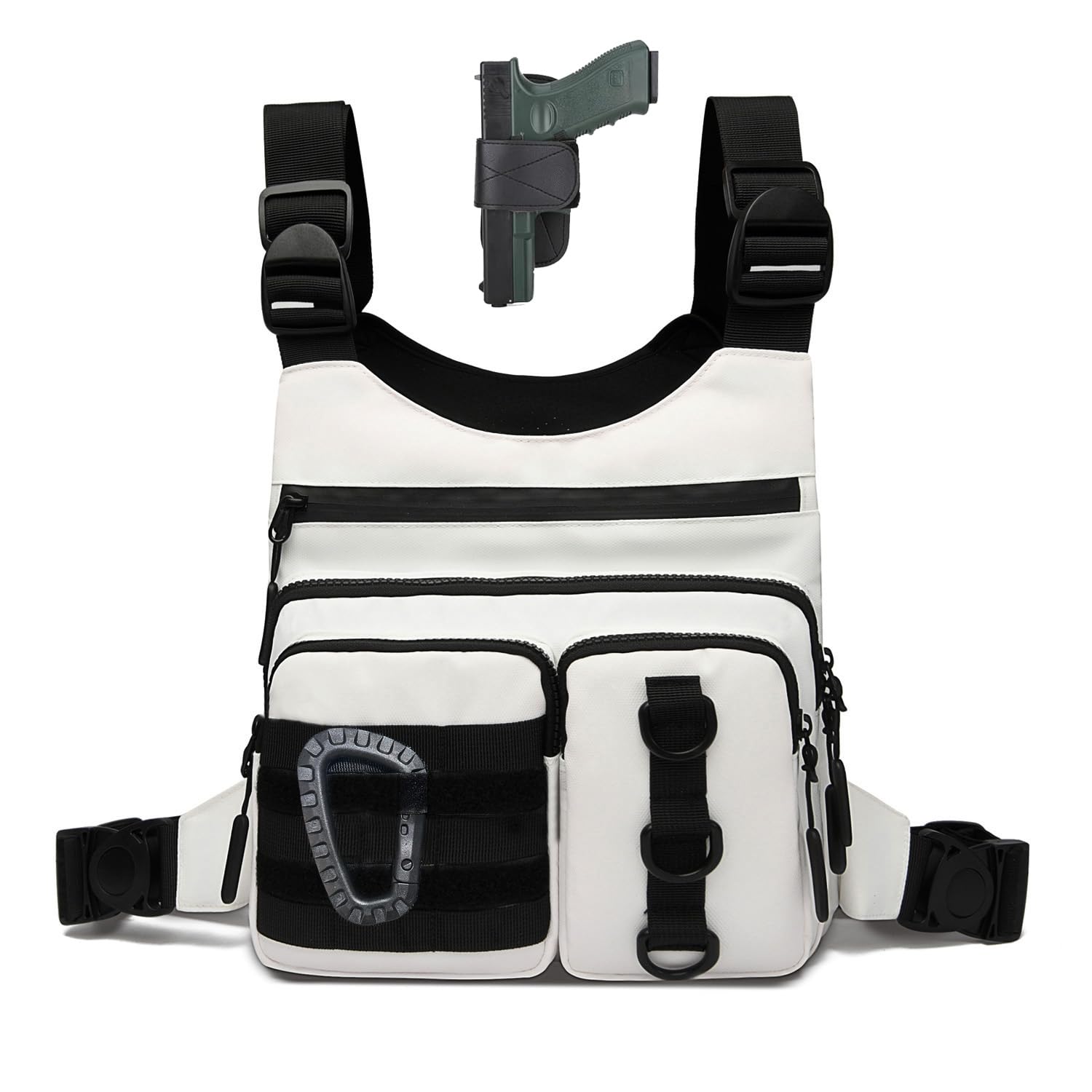 Criuage Bolsa de Pecho para Hombre, Chaleco Ligero para Correr con Bolsillo para Botella de Agua, Paquete de Pecho EDC para Senderismo, Ciclismo