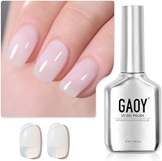 Jelly Nude Gel Nail Polish, 16ml Sheer White Translucent Soak Off Gel Polish, UV Light Cure for Nail Art DIY, 1641 Sheer White