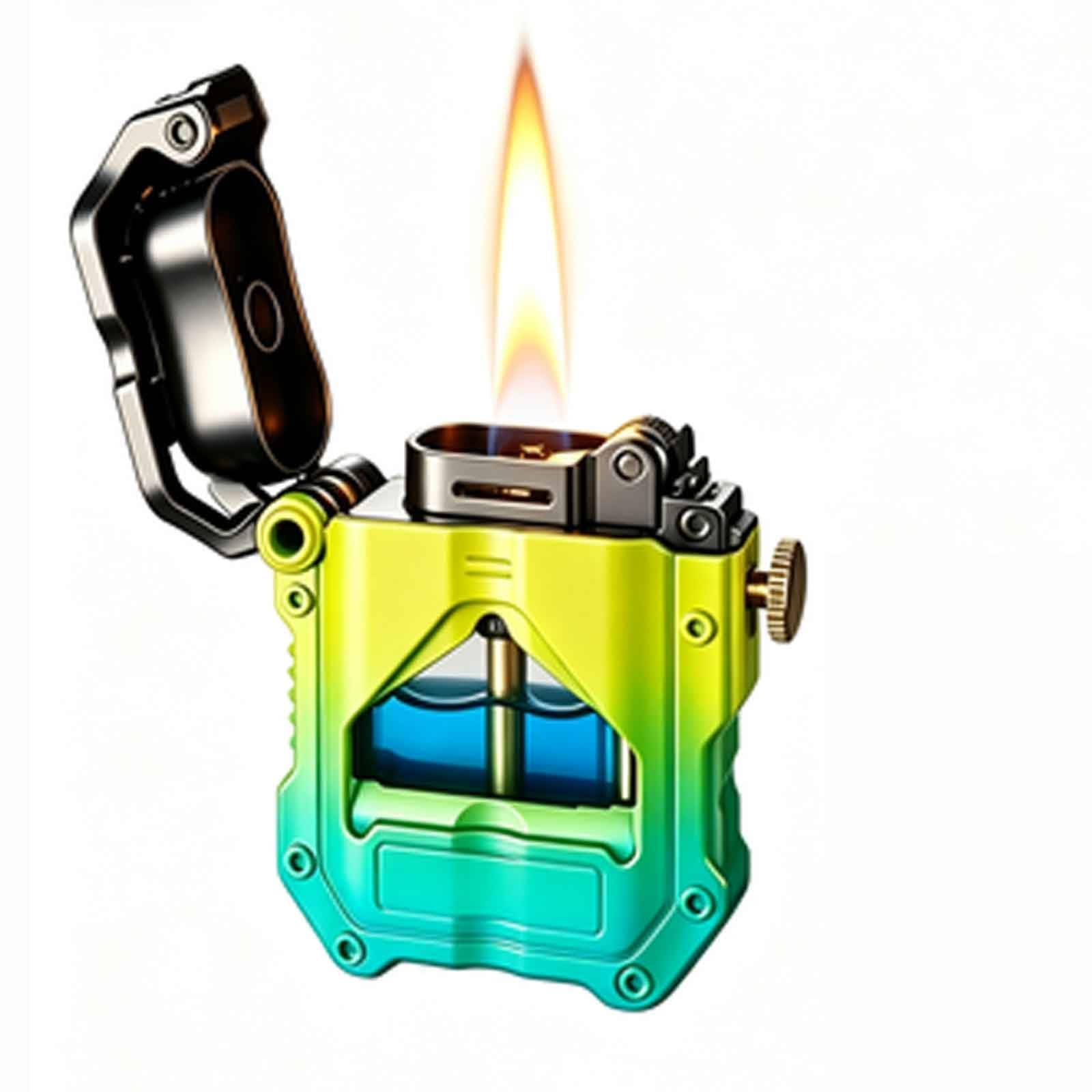 Zxwjddm Metal Kerosene Lighter – Vintage Flip-Top Flint Wheel Lighters(Yellow)