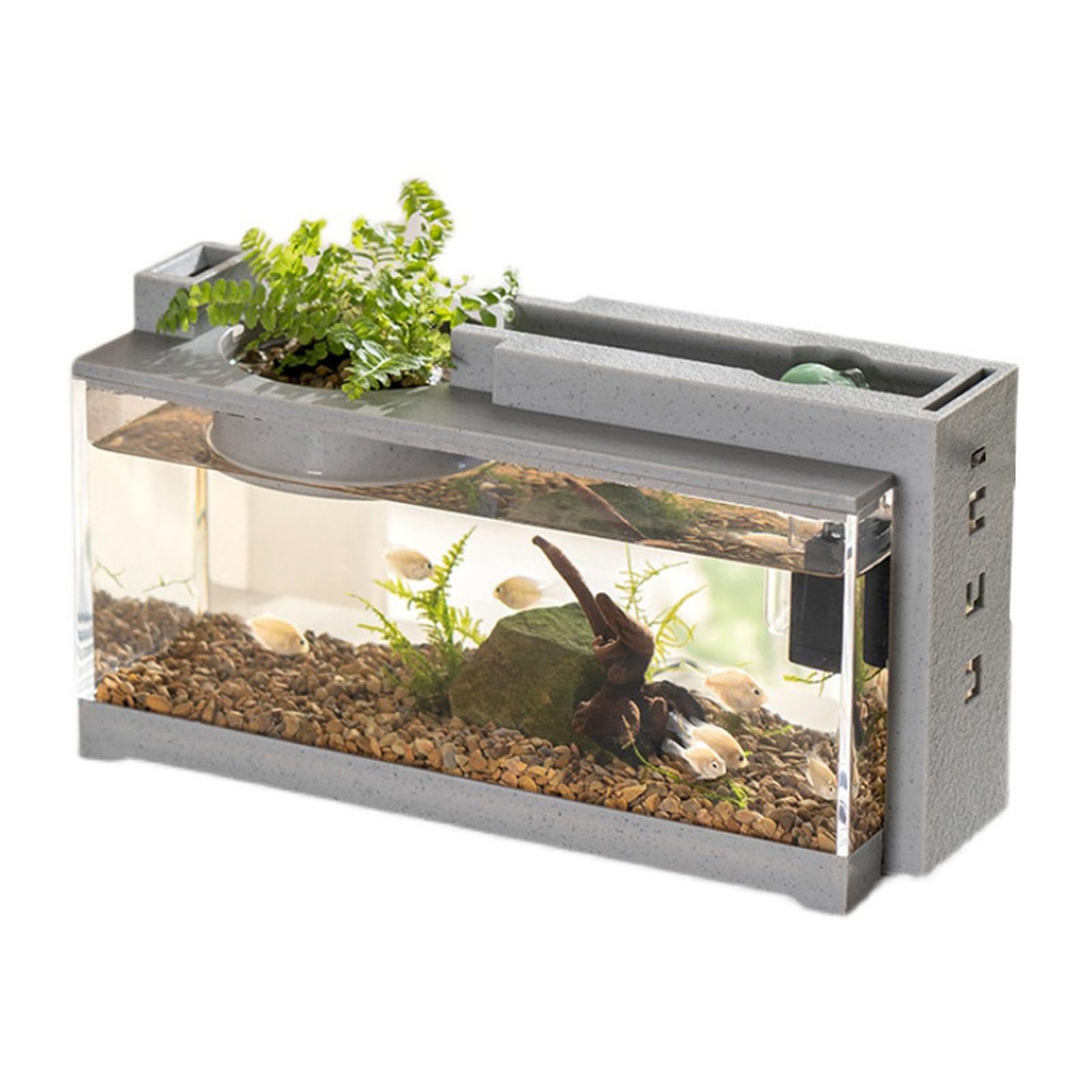 Mini Aquarium Aquarium Transparent Micro Décoratif Pierre Artificielle Boîte pour Reptile Matériau PP Facile Entretien Conçu, B