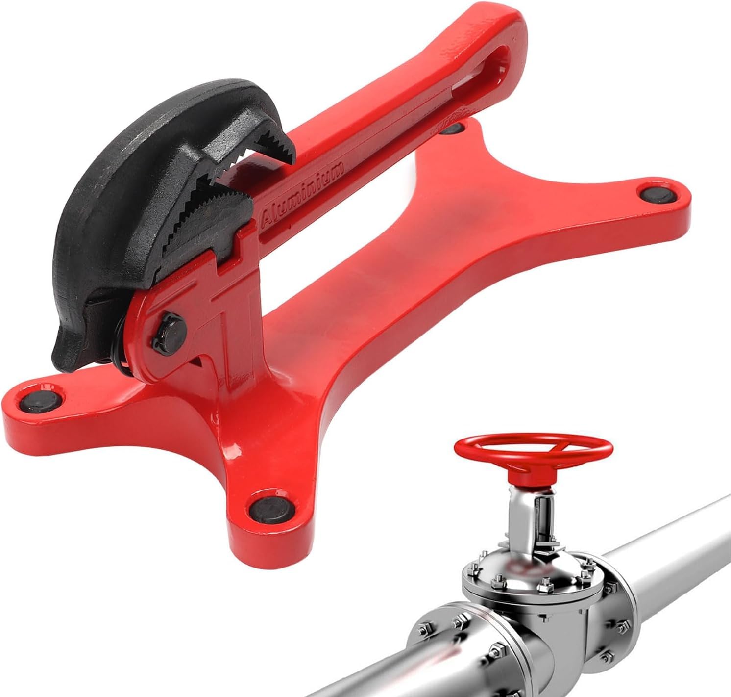 Tragbarer Rohrschraubstock, 0,3 Cm - 3,8 Cm Rohrschraubstock, Automatische Einstellung Der Klemmkraft, Vor-Ort-Wartung und -Instandhaltung von Rohrleitungen (Rot)