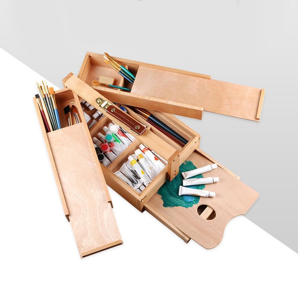 Boîte de Rangement pour Matériel d'art avec Compartiments et Un Tiroir pour Crayons