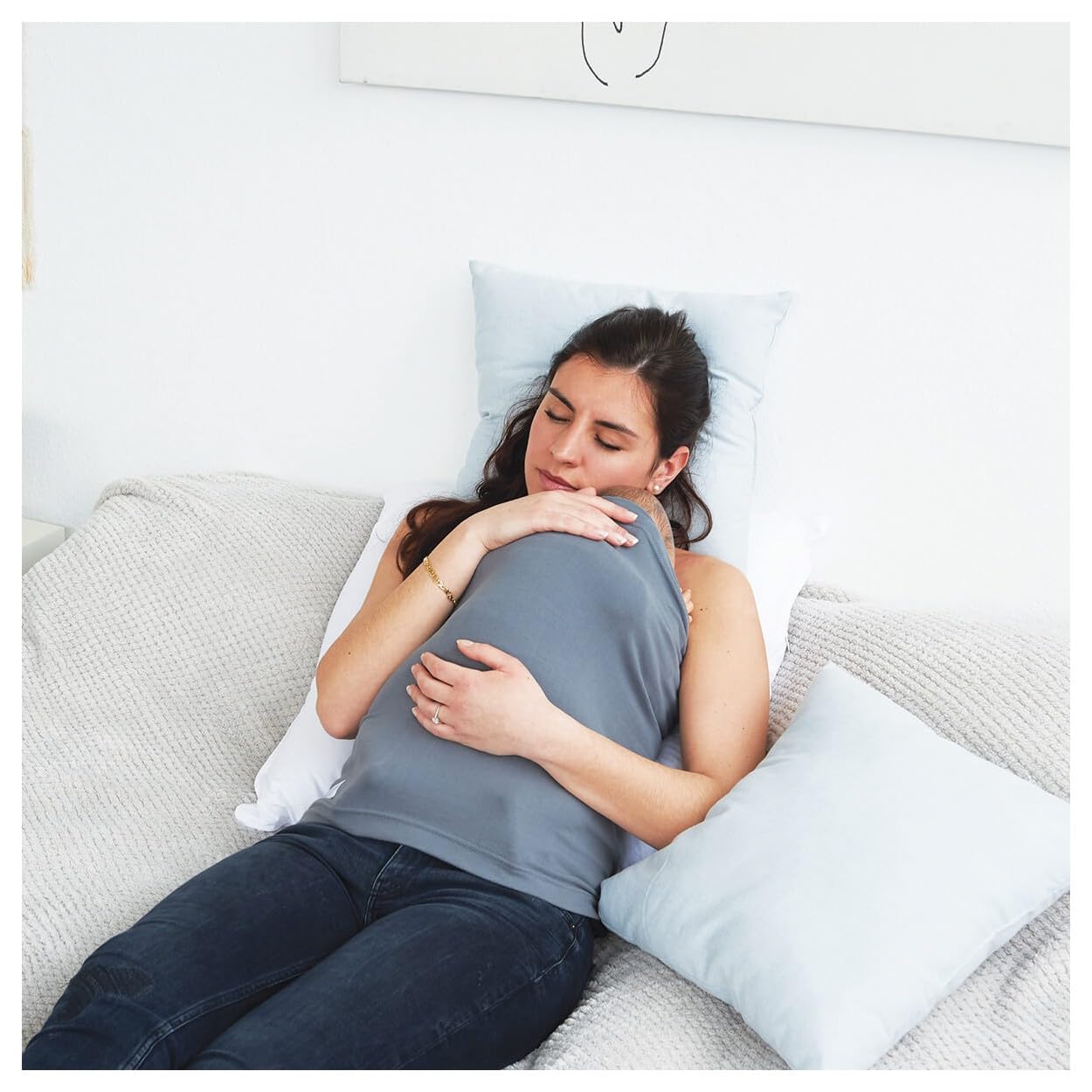 CANDIDE - Bandeau Peau à Peau Tube Gris - Tissus Doux - Mixte - Apaise Bébé - Renforce Le Lien Parent Bébé - Favorise La Lactation - 0-3 mois (L/XL)