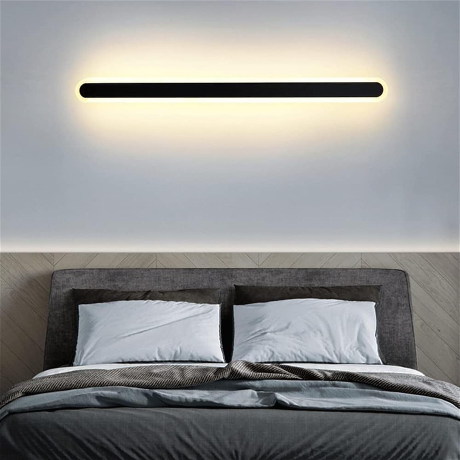 LED Innen Wandleuchte mit Hand Sensor Schalter Wandlampe USB Aufladbare Akku Betrieben Wandleuchten 120cm 2700K/4000K/6500K Wandbeleuchtung Moderne für Schrank Wohnzimmer Hotel (Neutral Licht,60cm)