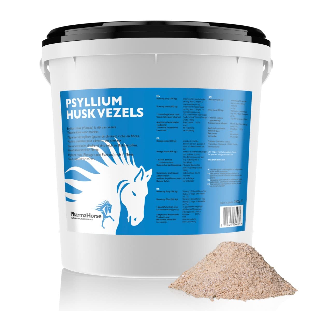 PharmaHorse Psyllium | Fonction intestinal du Cheval | Pour Chevaux qui vivent Dans un environnement Avec du Sable | Sans sucres ajoutés et Sans éléments dopants | 3000 grammes