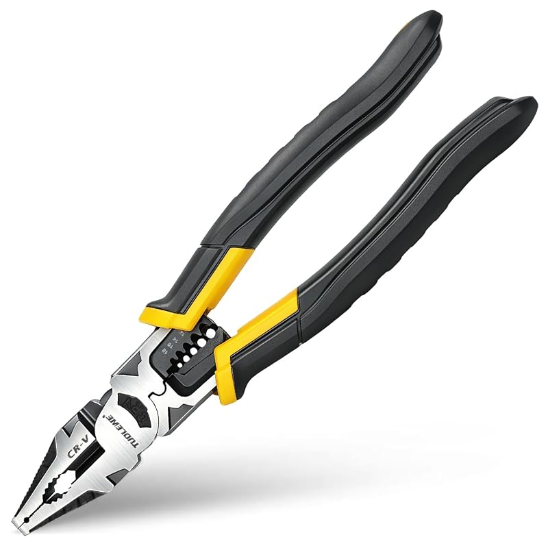 Alicate de Corte Diagonal 6 em 1 TUOLEWE em Aço CR-V com Desencapador e Crimpador, 22,9 cm