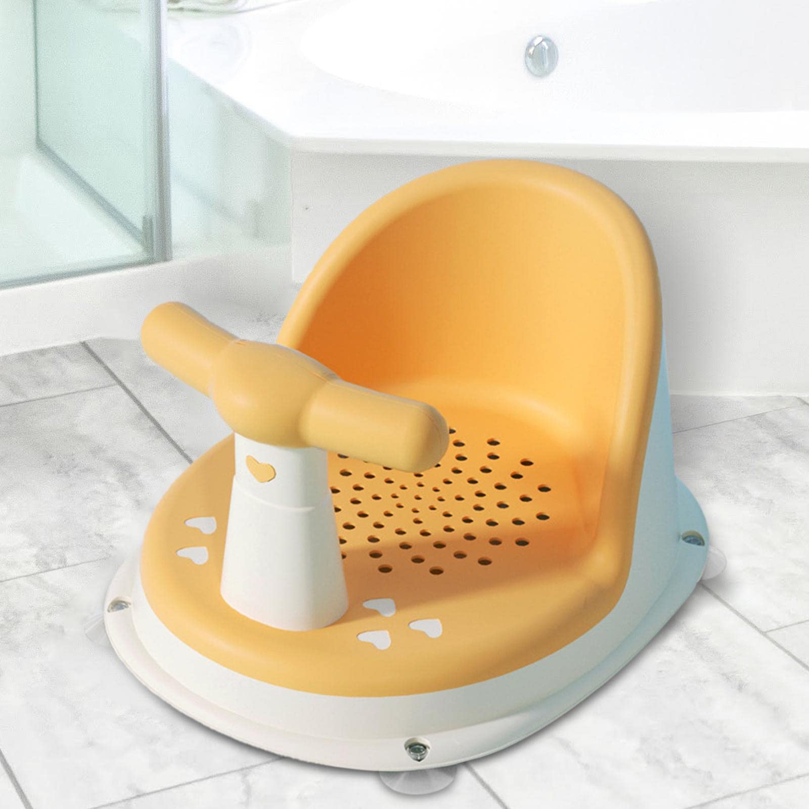 Asiento de Baño para Bebés con Diseño de Dibujos Animados, Asiento para Bañera con Ventosas para Bebés de 6 Meses con Respaldo.