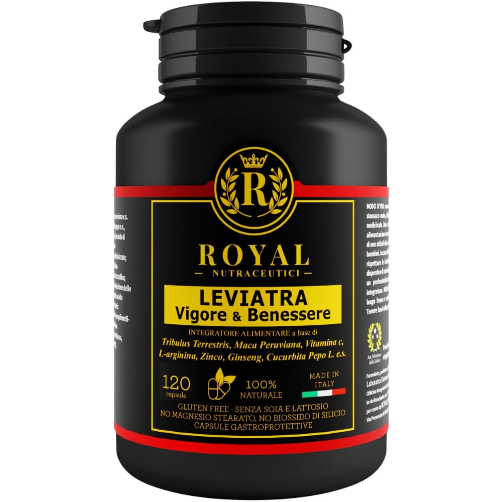 Integratore Uomo – Tribulus Terrestris, Maca Peruviana, Vitamina C e Zinco – Integratore Prostata Uomo Naturale per Energia, Vigore e Benessere Maschile – 120 Capsule – Royal Nutraceutici