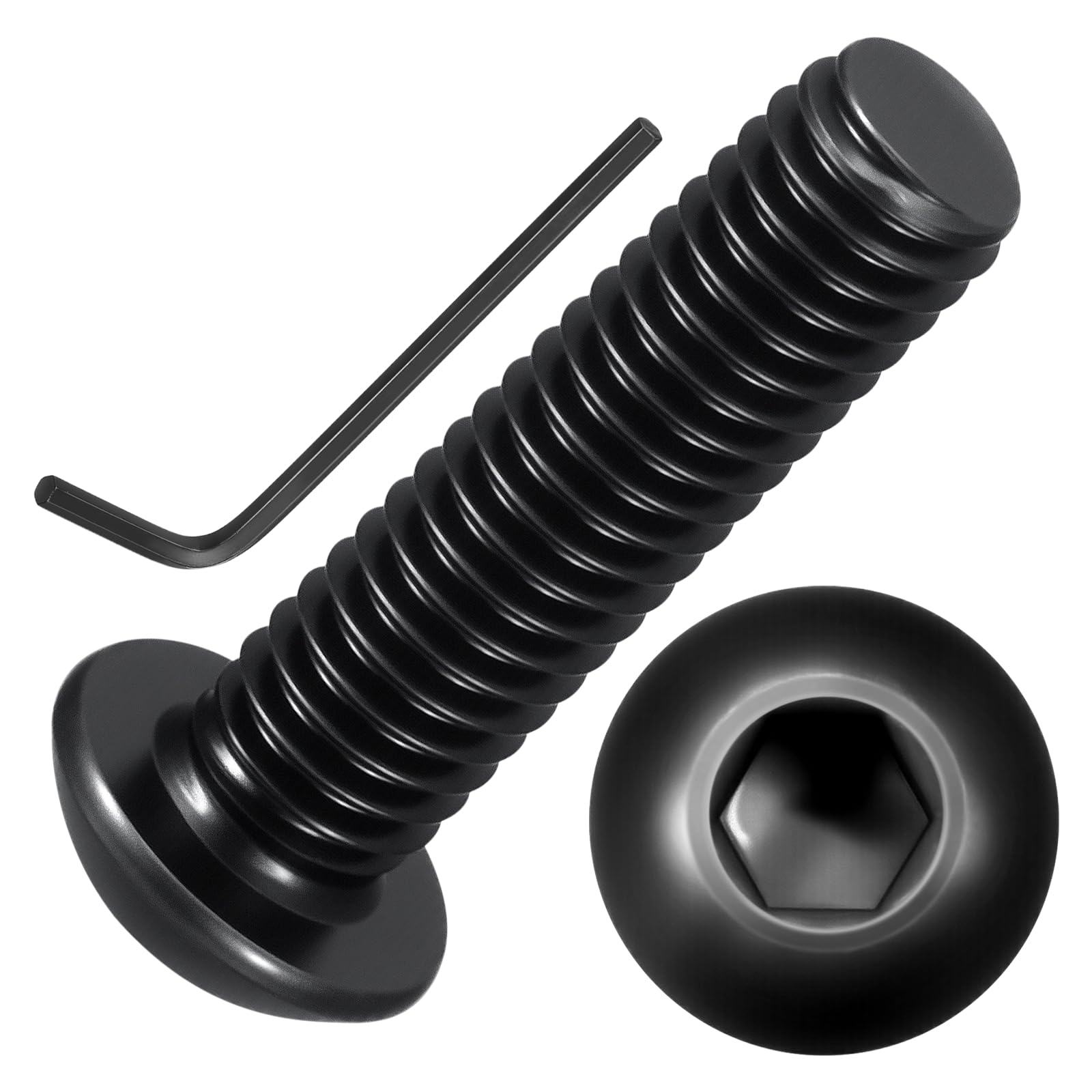 Kozelo 20pcs Button Head Socket Cap Screws - [M5-0.8x16mm] Zinc-Nickel Coated Good for Automotive, Marine & Outdoor Use Road Bicycle, Mountain Bike, Motorcycle - Alloy Steel - Black
