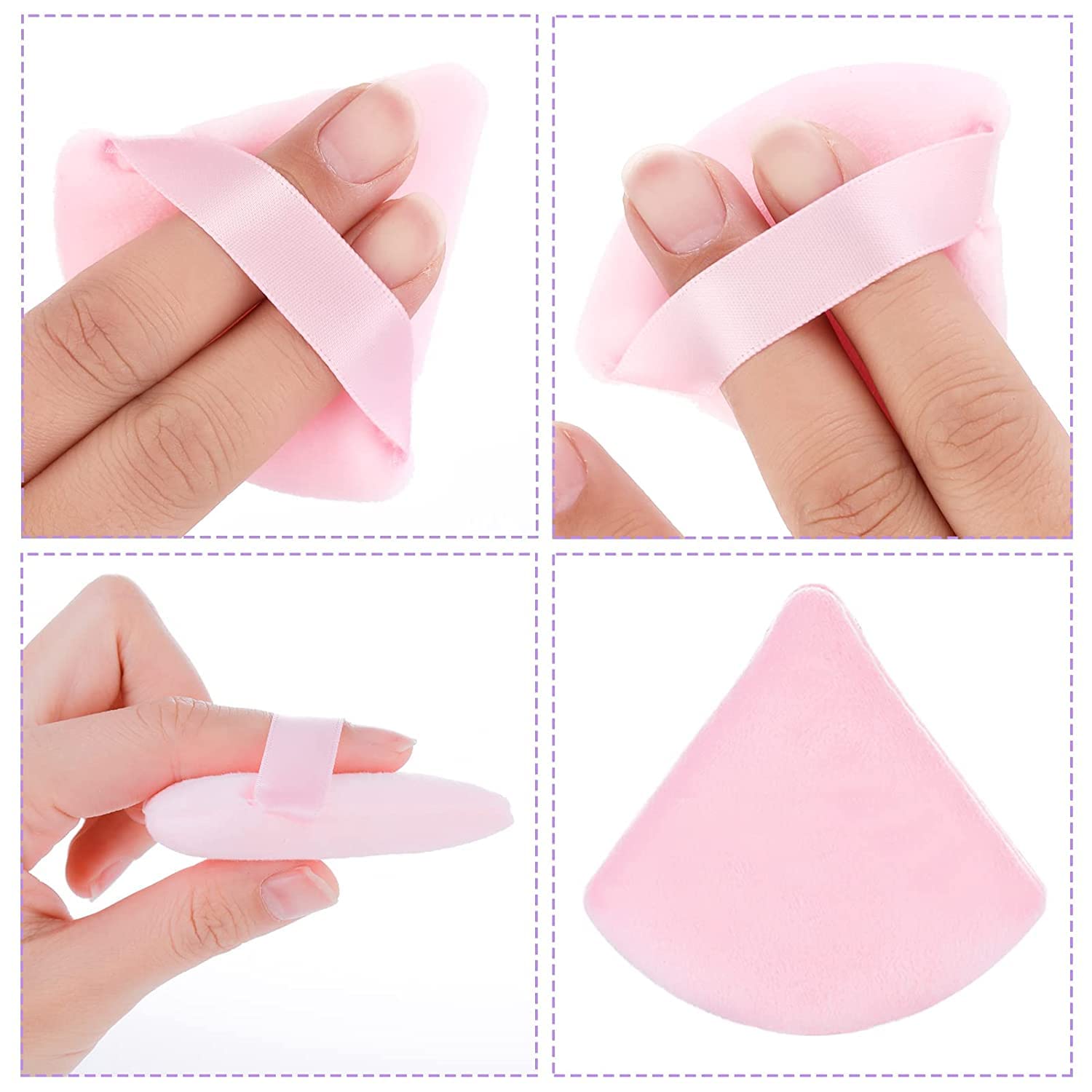 Jibaro 2 Pieces Triangle Powder Puffs Face Cosmetic Powder Puff Washable Reusable Soft Plush Powder Sponge Makeup Foundation Sponge for Face Body Loose Powder Wet Dry Makeup Tool (2Pcs Black) 2