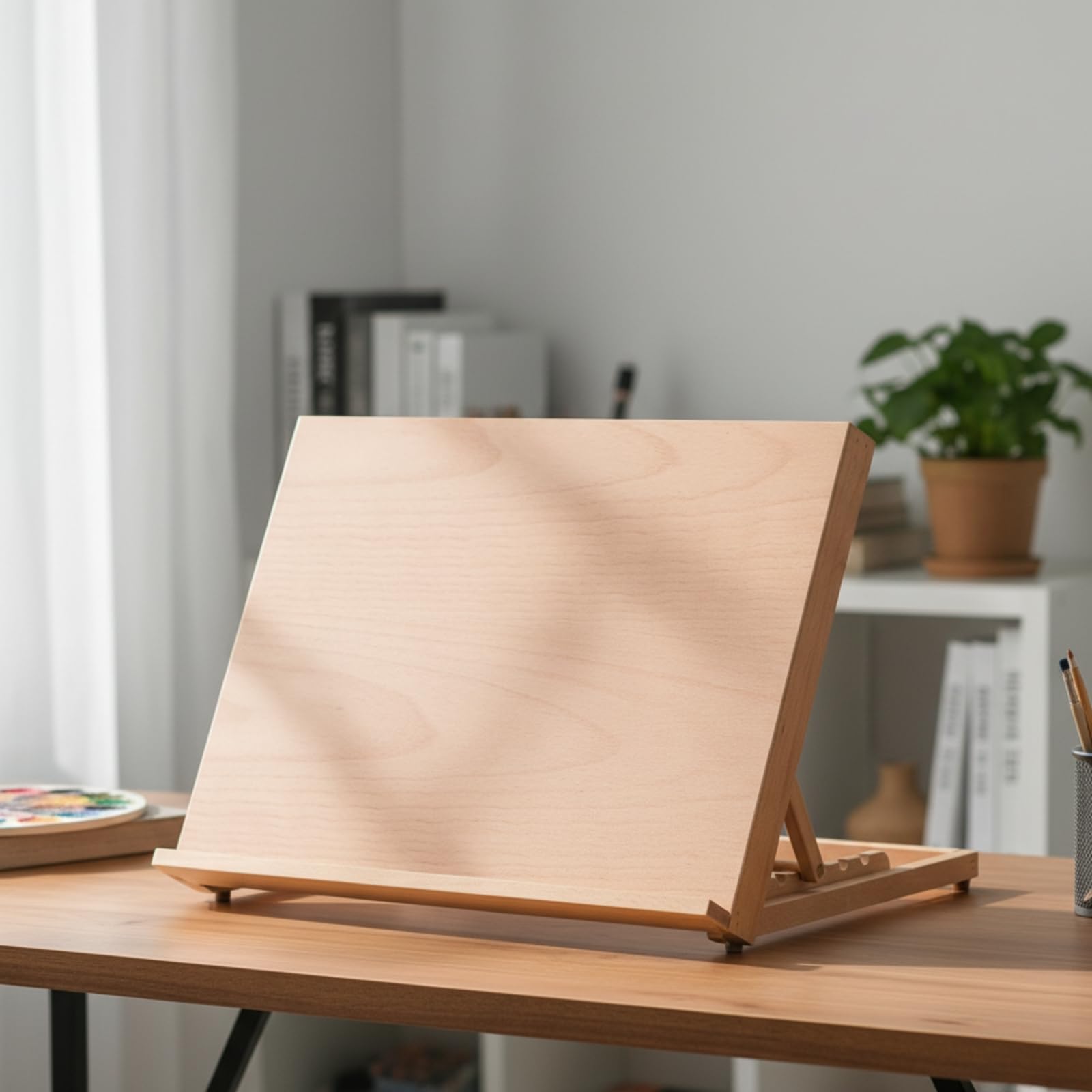 Caballete de Dibujo Plegable Portátil Ajustable de Madera de con Ángulos Regulables Base Estable y Bandeja de Apoyo Adecuado para Artistas Estudiantes, 46.8 Cm X 35.8 Cm X 2.2 Cm