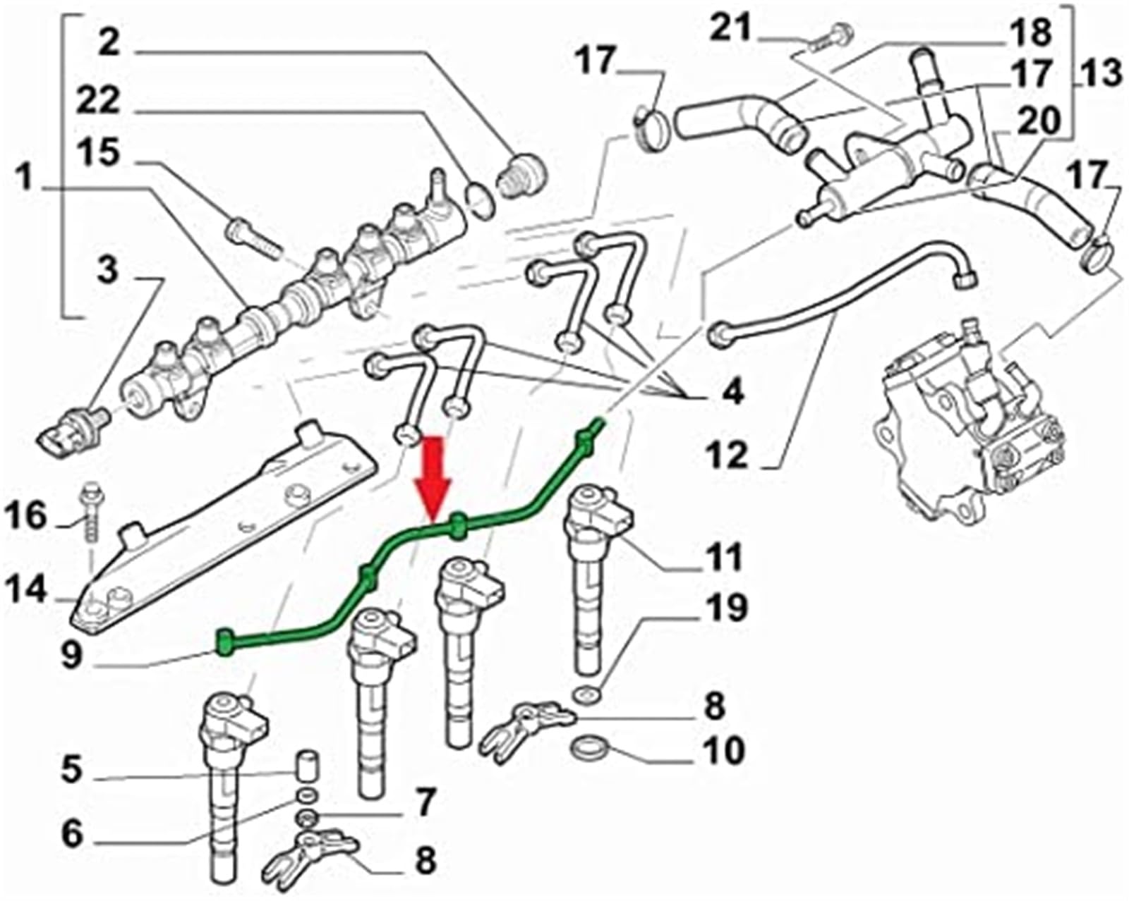 Manguera de retorno del inyector de combustible for Vauxhall, Opel, Astra H, Corsa CD Combo C, Fiat, Doblo Grande Punto 500 1.3 D Cdti, aceite 55245385, 5817304, 93184177 Tubo de retorno de co