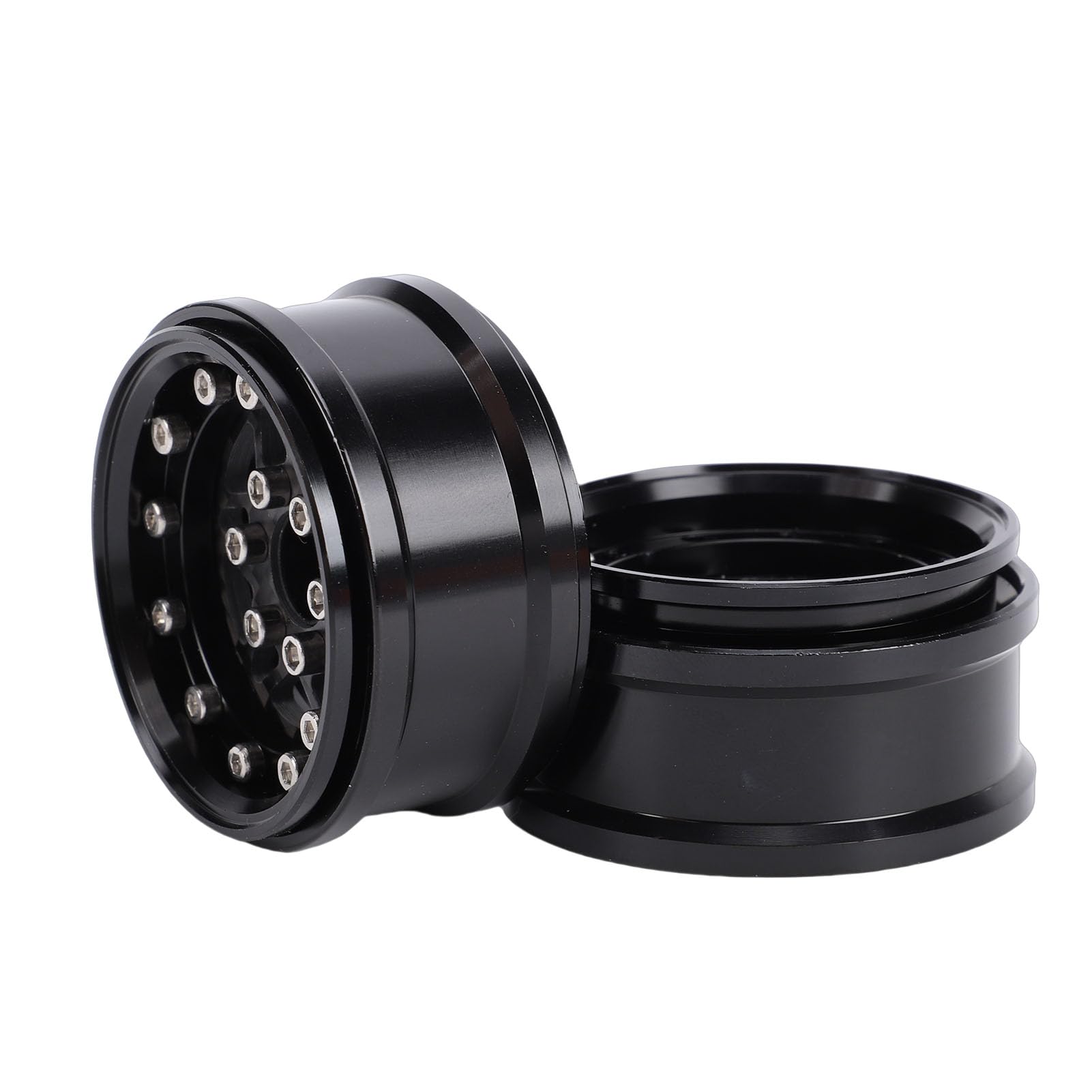 Generic 4 szt. 1,9-calowa Felga RC, Zdalnie Sterowana Piasta Koła Gąsienicowego ze Stopu Aluminium z 71 X śrubami, dla SCX10 1/10 RC Crawler Upgrade Part (BLACK)