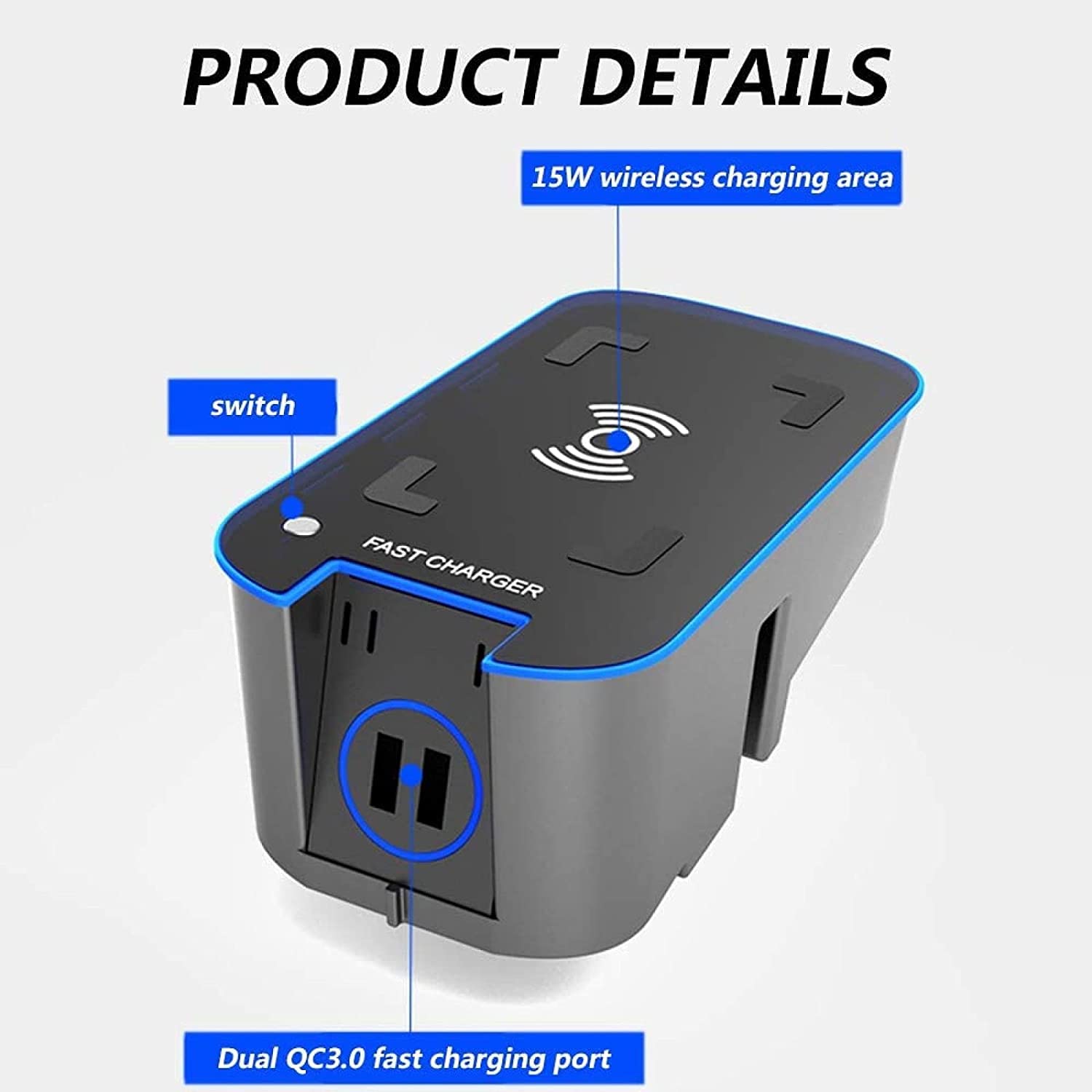 Cargador InaláMbrico Coche Cargador para Volvo XC90 XC60 V90 V60 S90 S60 2016-2021, Consola Central USB TeléFono Carga RáPida Sensor RáPida Smart Carga InduccióN Almohadilla Panel Accesorios