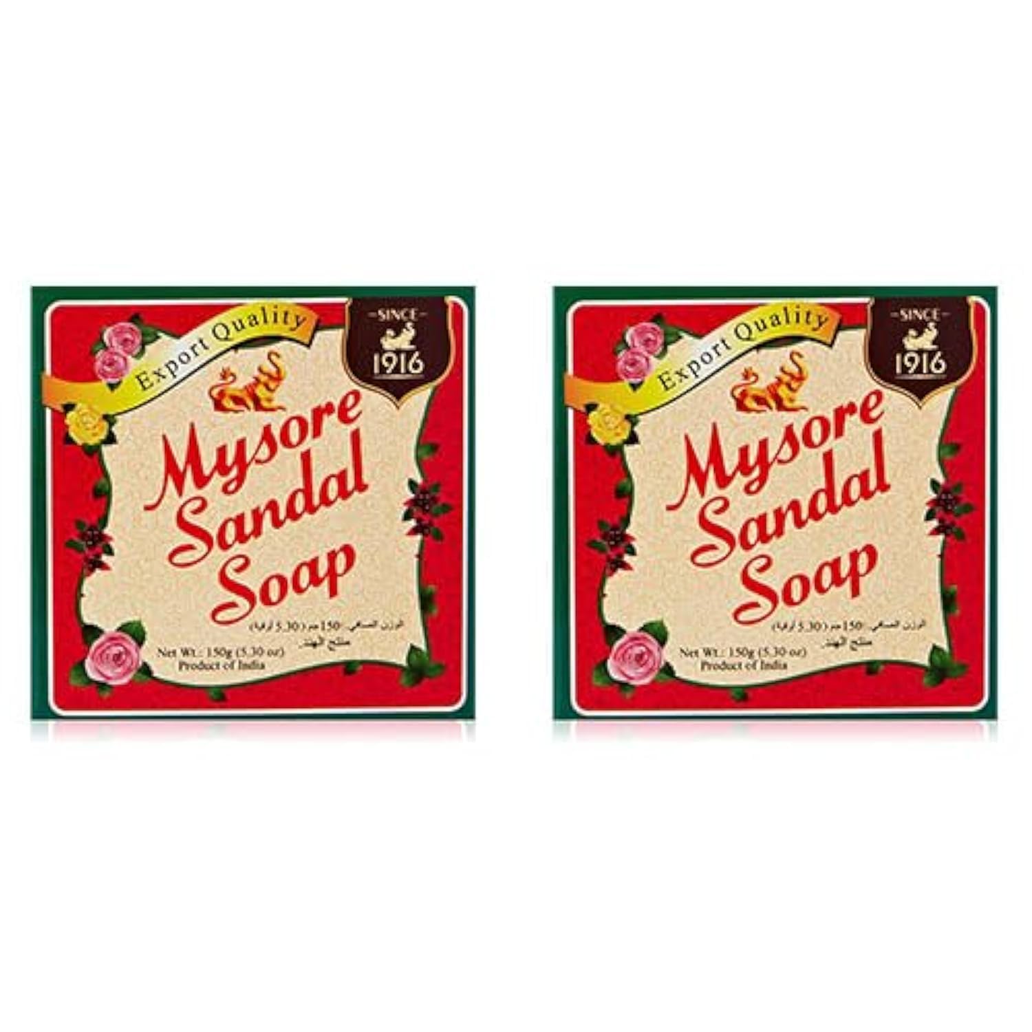 MysoreMysore Sandal Soap - Pure Sandalwood Oil - Skin-Friendly Ingredients - 150 gm x 2 - Twin Pack