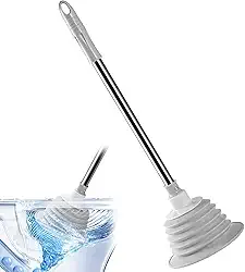 Desentupidor De Vaso Sanitário Alta Sucçâo Wc Banheiro Ralo Cozinha Pia Tanque Lavatório Com Cabo Longo De Inox