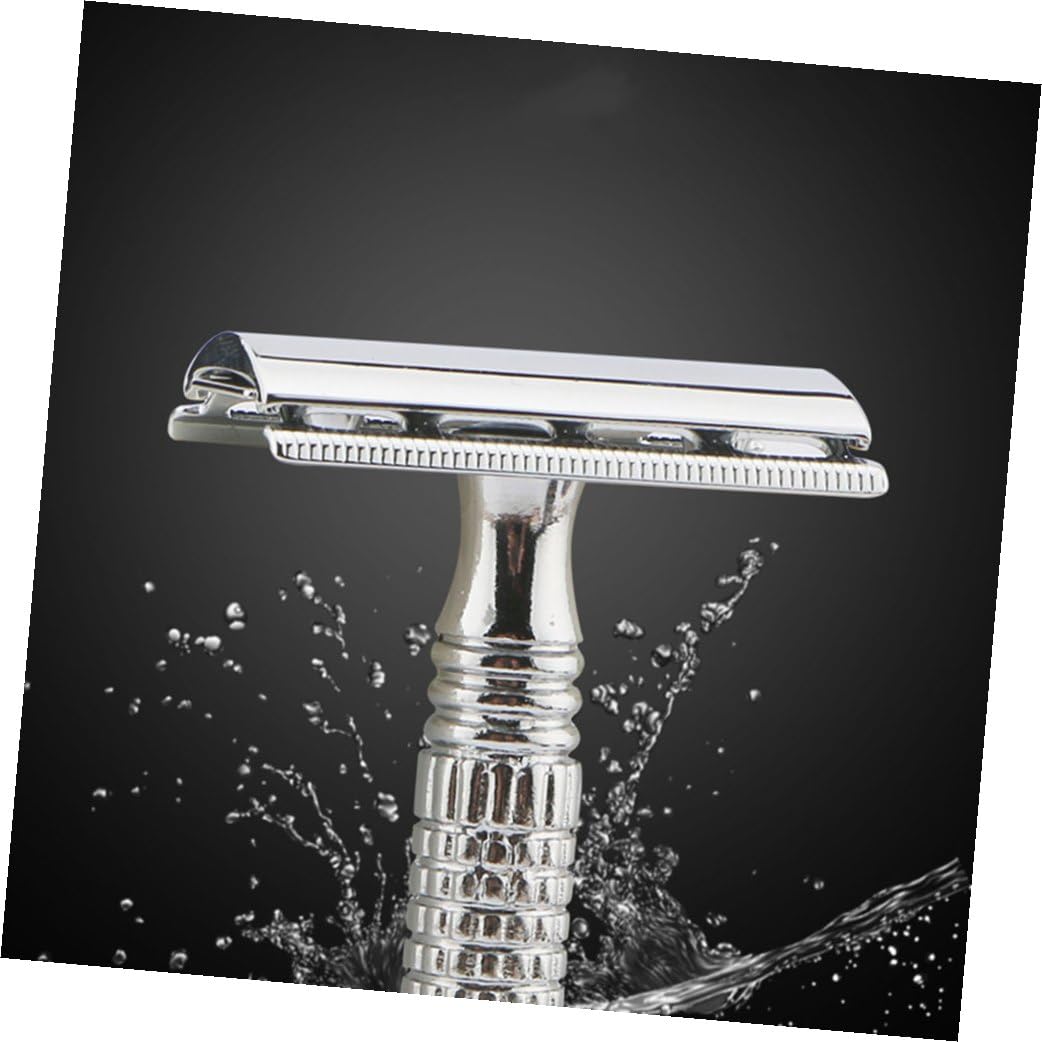 FAVOMOTO Old Style Double-edged Manual Razor 2pcs Metal Safety Razors for Men Face Beard Shaving Set with Rose Gold and Silver Suitable for Daily Grooming