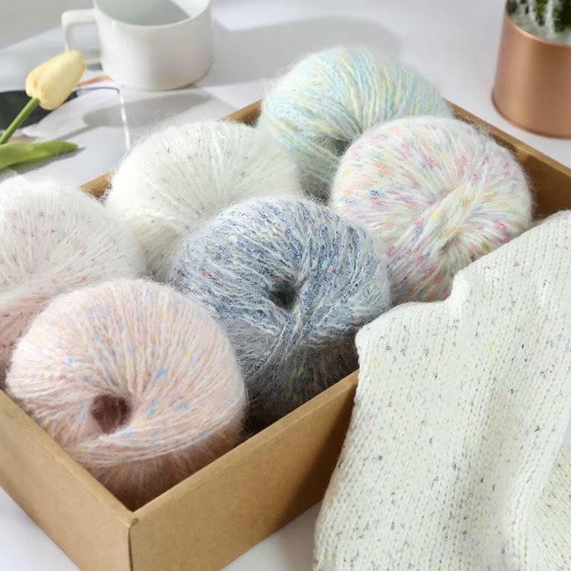 12/16/20/24 Rollos, 50 g de Hilo de Mohair Suave, Hilo de Mezcla de Mohair, para Tejer a Mano y a Ganchillo Gorros, Bufandas, Suéteres y Manualidades