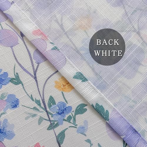 Image of SUOUO Violet Floral Semi Sheer Curtains Linen Textured for Living Room Patterned Leaves 96 inches Long Window Drapes for Dining Bedroom 2 Panels