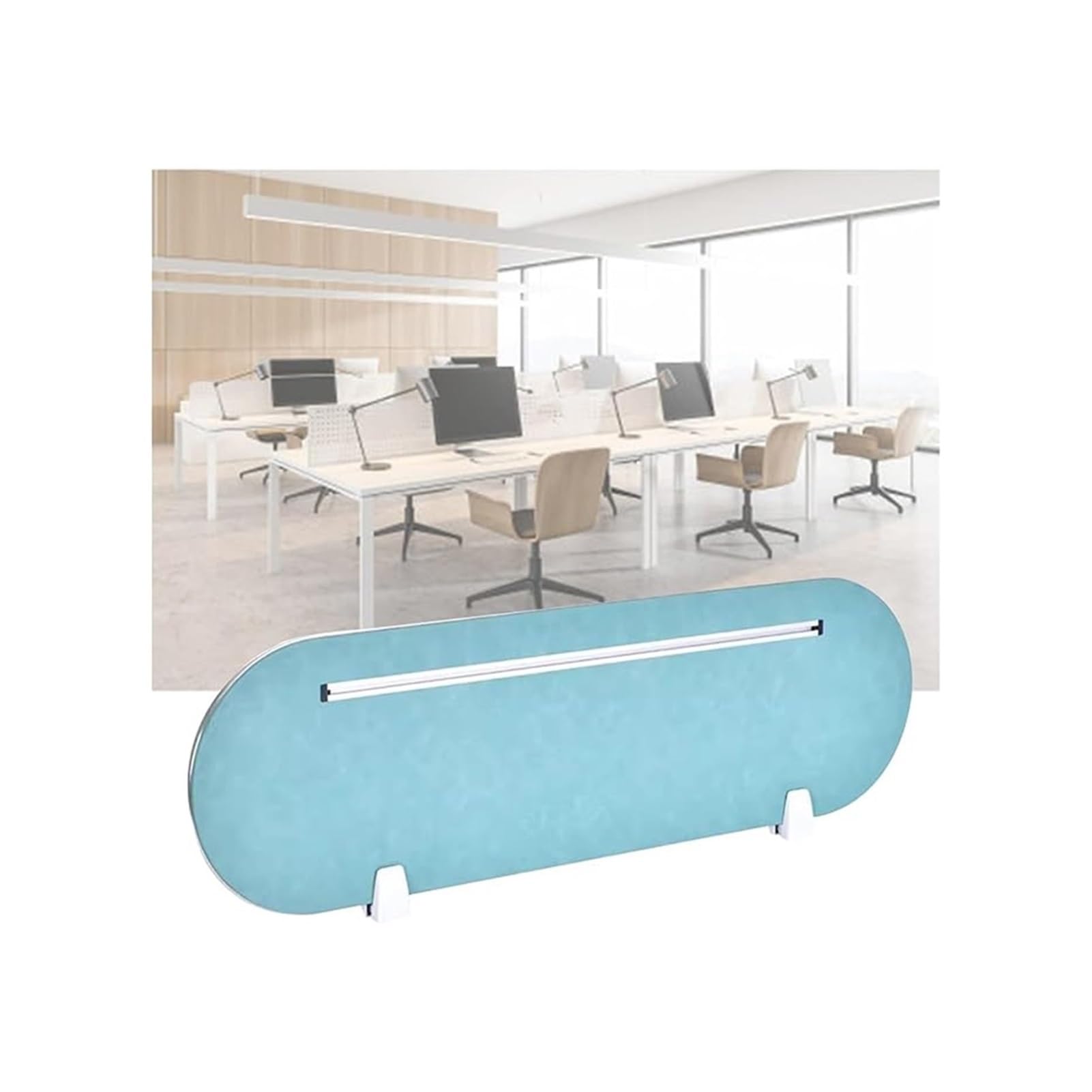 LWJSOCP Desk Divider Acoustic Privacy Panel Partitions Lightweight Low Fence with Support Feet Freestanding Grille for Office (Blue 47.2x11.8in)
