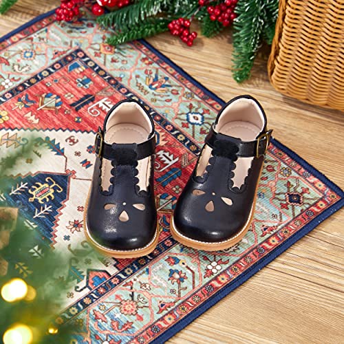 Image of GINFIVE Toddler Girls Mary Jane School Oxford Dress Flat Shoes for Wedding | Wide toe box, Hook and Loop, School Uniform Shoes for Party, Formal, Daily Wear