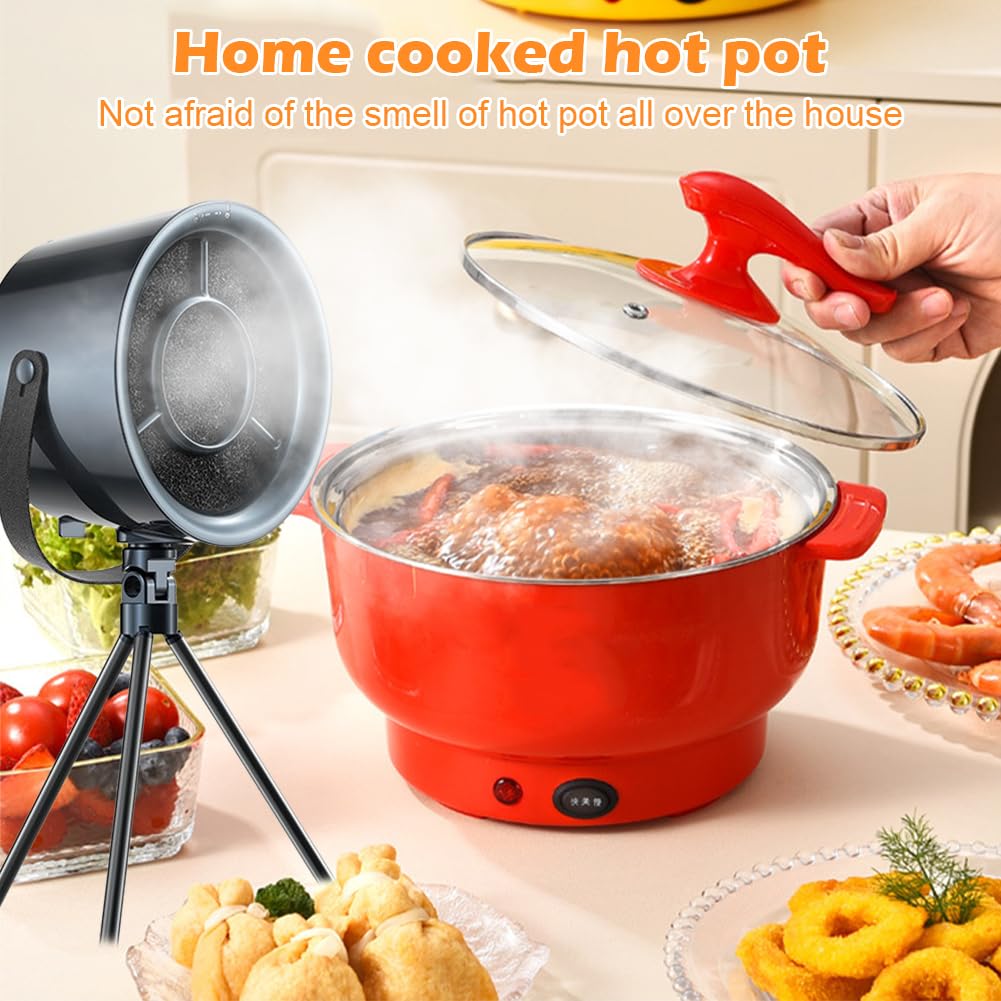 Mini hotte aspirante portable, extracteur d'air portable et puissant, 3 positions de vent, ventilateur amovible et lavable, pour barbecues intérieurs, fondue et cuisine de camping-car (Gris)