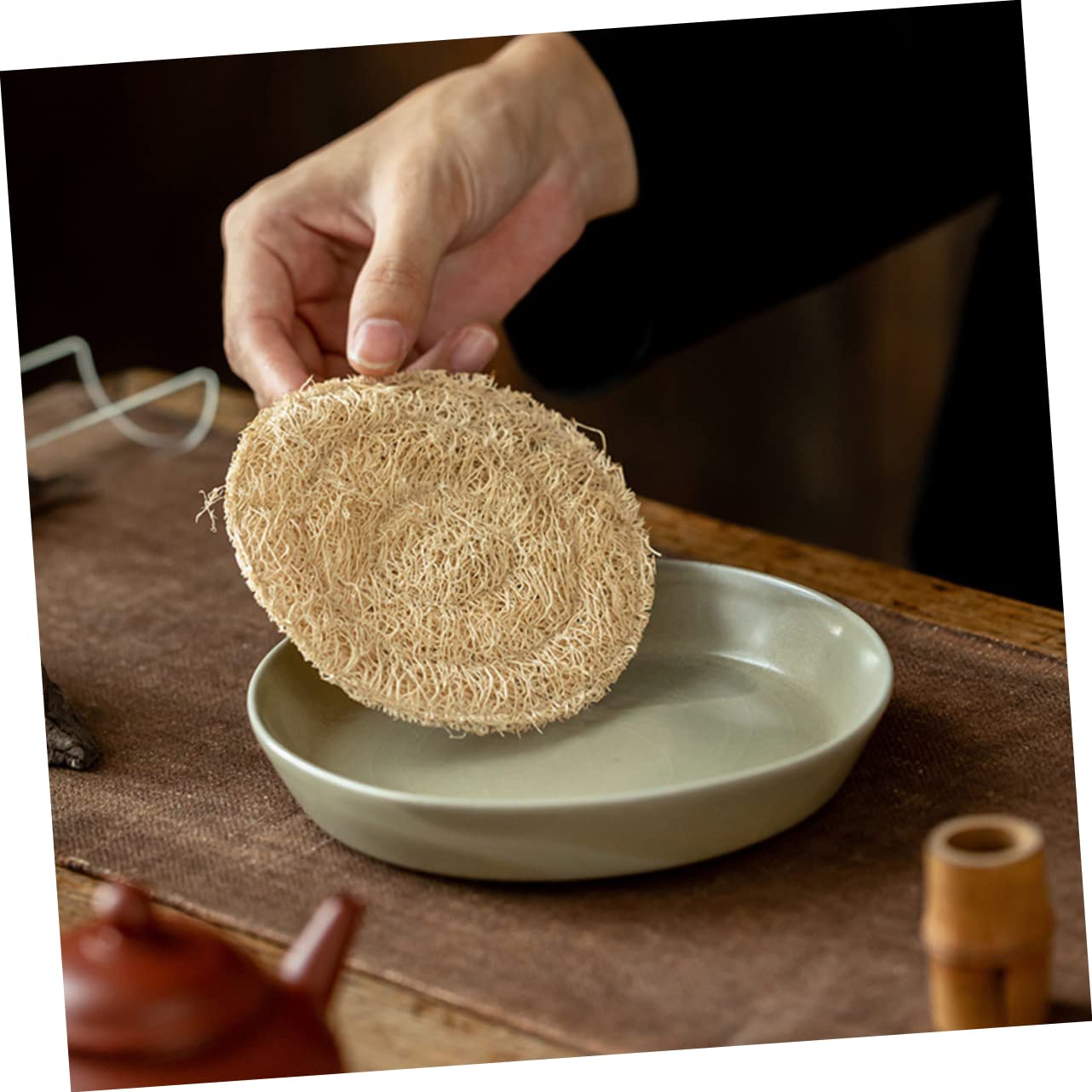 Alipis 10pièces sous-Verres Loofah Design Anti-dérapants Sets De Tapis De Tasse Ronds Isolés Et Résistants Chaleur Parfaits pour Maison Le Bureau Restaurants