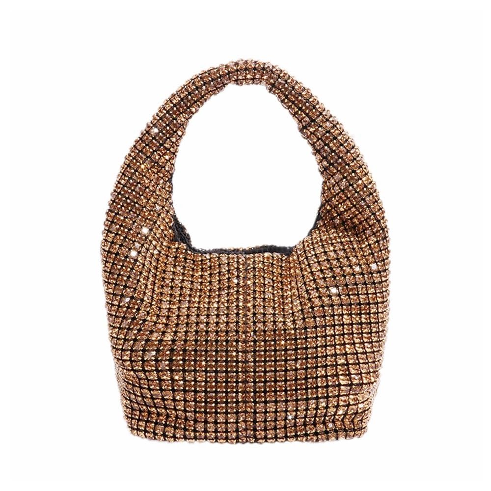 DJBM Ladies Full Diamonds Bucket Handbag Rhinestone Evening Bag Bling Clutch Purse for Women Party Prom Cocktail Wedding