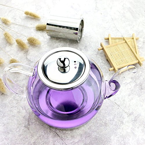 TOYO HOFU Tetera a Prueba de Calor del Vidrio de Borosilicate del Vidrio Claro Alto con el Infuser, Olla de la Olla de… - Imagen 8