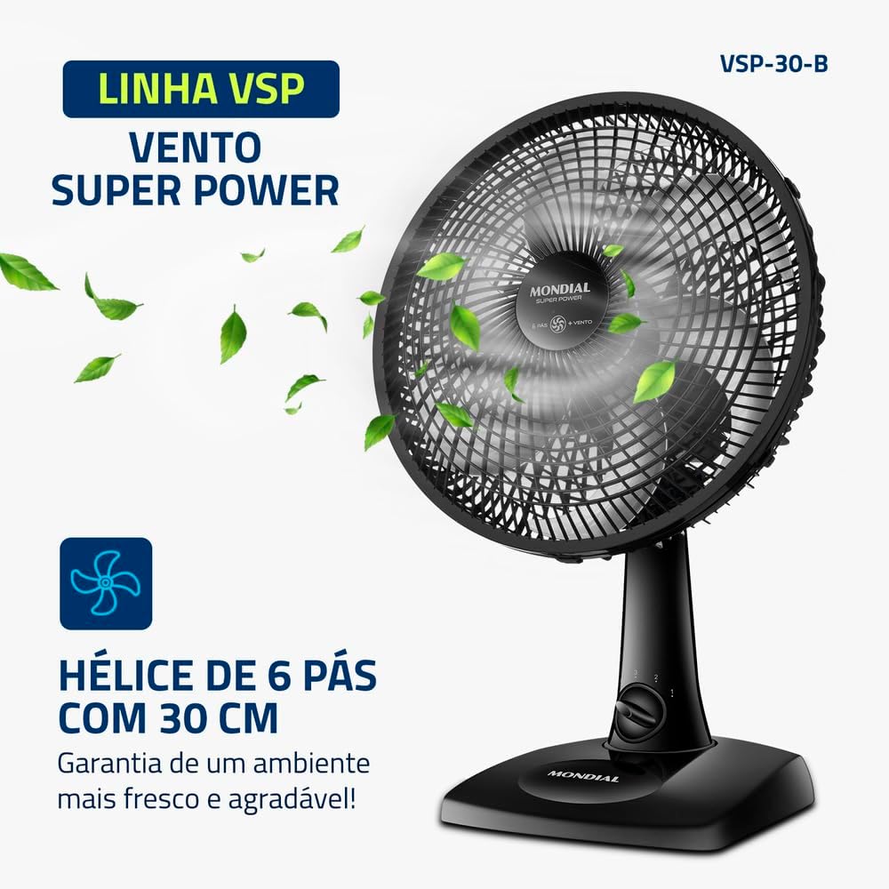 Imagem frontal do ventilador com fundo branco.