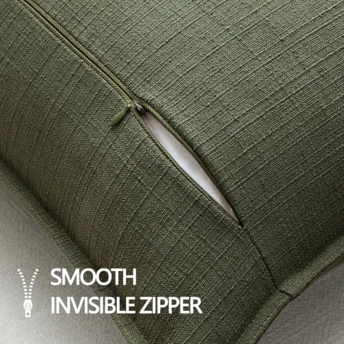 Image of MIULEE Euro Sham Pillow Covers for Bed 24x24, 2 Pack Dark Green Thick & Textured Decorative Throw Pillow Covers, Neutral Linen Cushion Cases, Modern Farmhouse Home Decor, No Filling