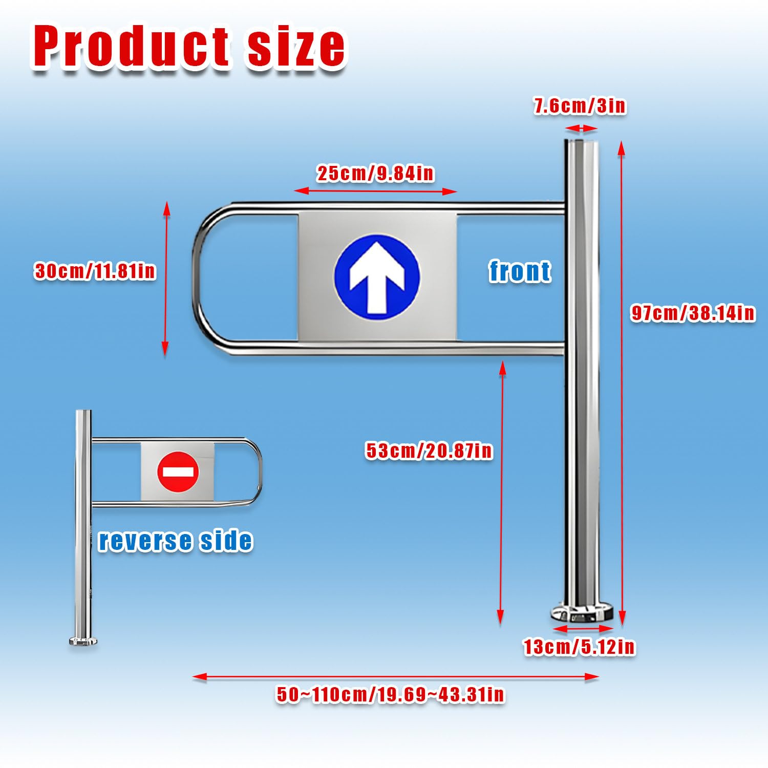 SteelGate - Set da 100 pezzi per accesso pedonale per magazzino, biblioteca, negozio, apertura a 90°