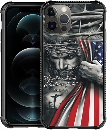 Funda compatible con iPhone 14, Mark 5 36 Christian Jesus American Flag Funda de silicona TPU Shock Funda protectora para iPhone 14