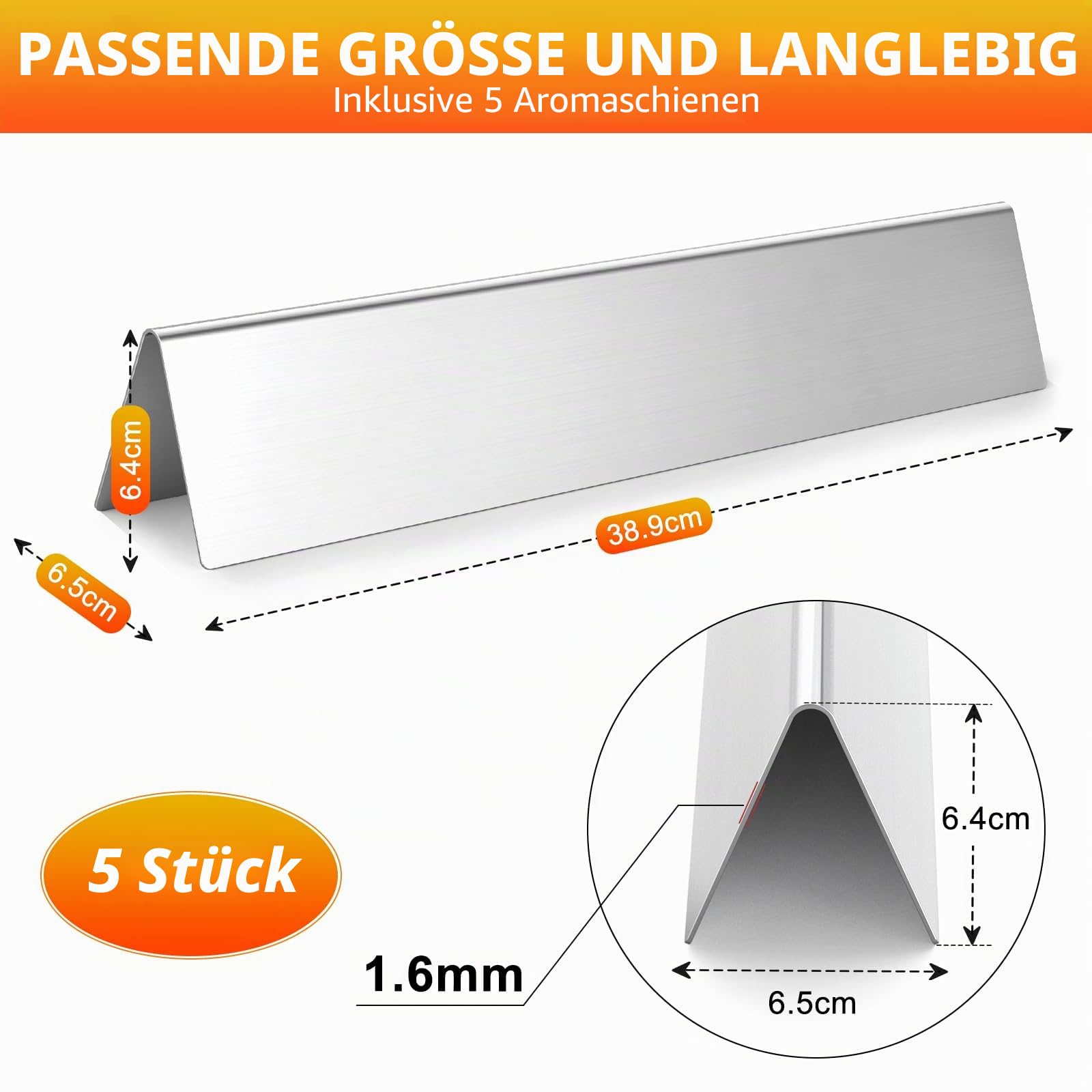 Gardenz 7636 Flavorizer Bar, 38.8cm Hitzeschild Ersatzteile für Weber Spirit 300 Serie,Edelstahl Brennerabdeckung für Weber Spirit E310 S310 E320 E330 zubehör mit vorne montierten Bedienfeldern.