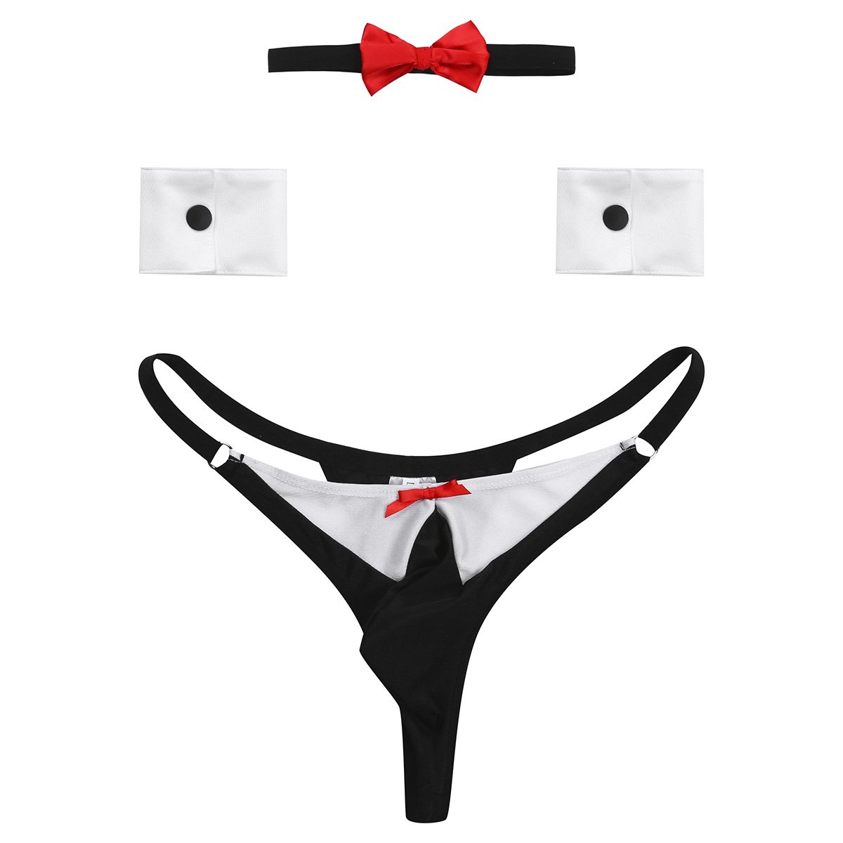 TiaoBug Novelty Sexy Men Waiter Lingerie Tuxedo Tux Stripper Thong G