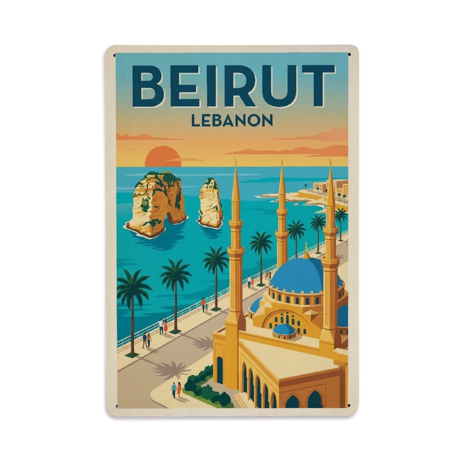 Metal Tin Sign Vintage Travel Lebanon Beirut