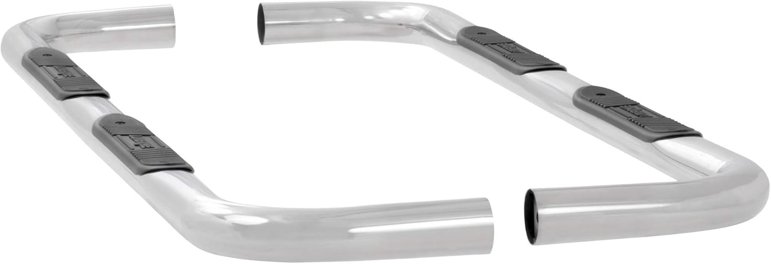 LUVERNE 461522 Round Nerf Bars (3 Inch Tubular Polished Stainless Steel) - 1 Pair