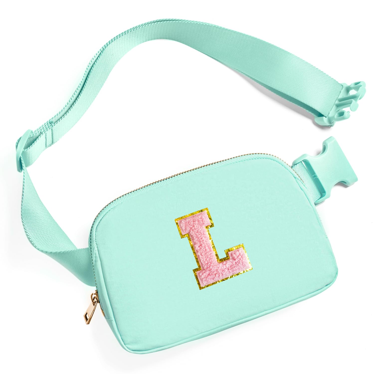 Gitus Gifts for 7 8 9 10 11 Year Old Girls Belt Bag Fanny Pack Crossbody Bags with Initial Letter Patch Birthday Gifts for Daughter Sister Friends Teen girls (Mint Green-L)