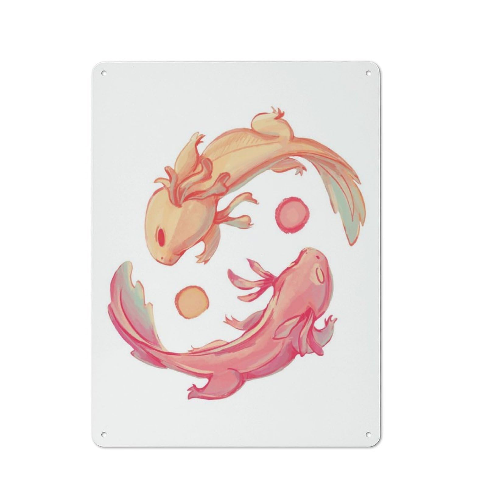 Junmoney Axolotl Yin Yang Vintage Metal Plaque 40X30cm For Dining Room Or Kitchen, For Home Decor Collectors Refreshing A Room In Autumn