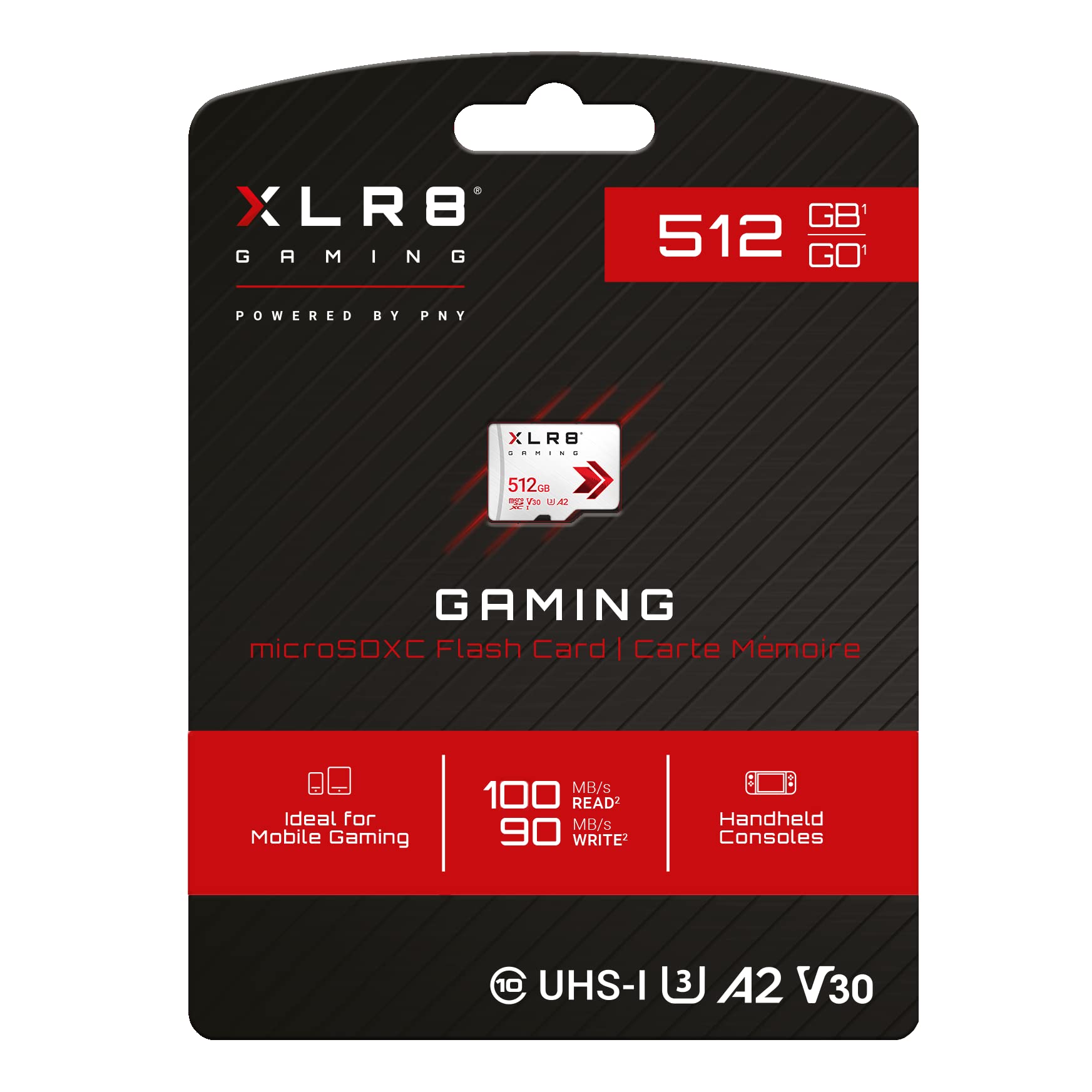 PNY 512GB XLR8 Gaming C10 U3 V30 A2 microSDXC Scheda di Memoria Flash