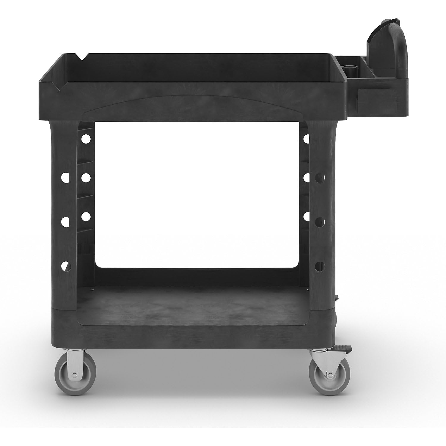 Rubbermaid Commercial Products FG450058 - Carro de trabajo con estantes con bordes S, capacidad de 226 kg, negro