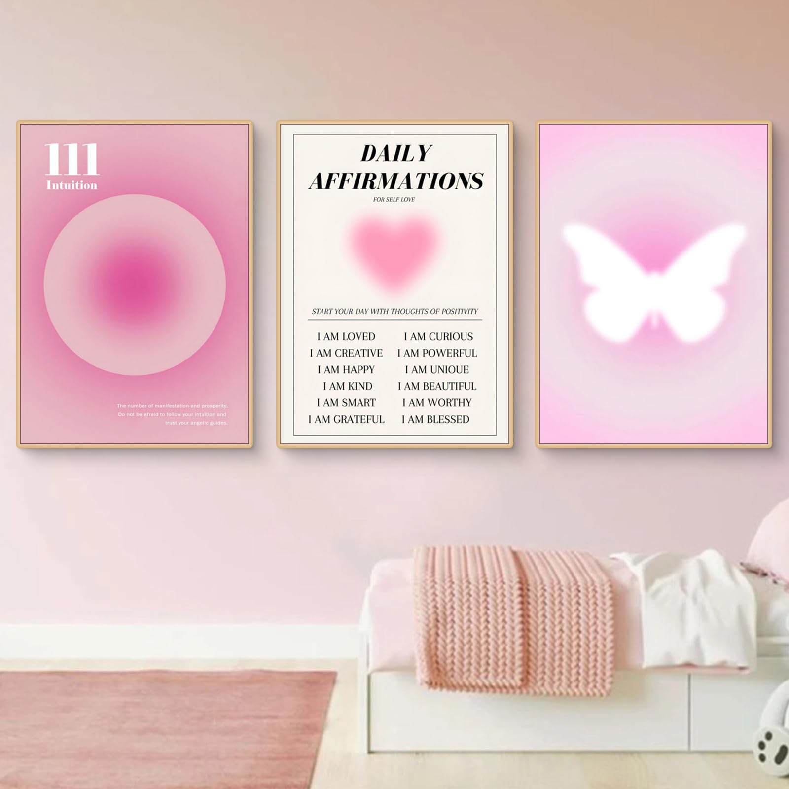 3er Set Rosa Aura Poster - Ästhetische Wandbilder 50x70 Cm