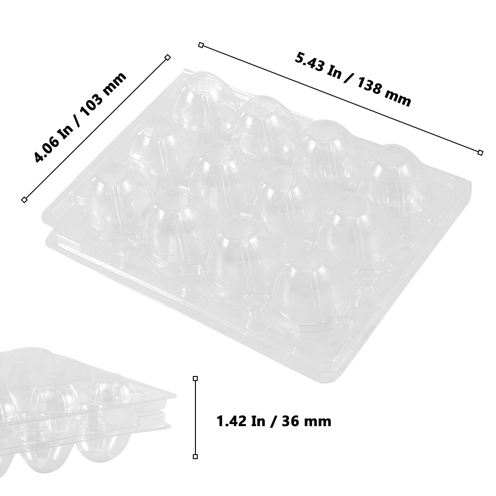 50 cajas de huevos de codorniz de plástico, 12 unidades, caja de huevos de codorniz, caja transparente para huevos de codorniz, para nevera